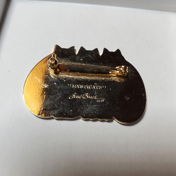 RARE Vintage Laurel Burch "Mysticats" Brooch 80s Cat Pin Cloisonne - Picture 3 of 4